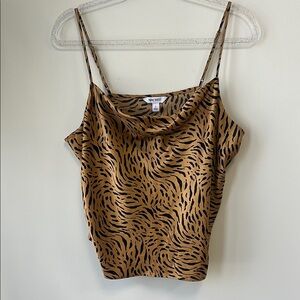 Nine West VTG Sz Large Zebra Print Camisole Cowl Neck